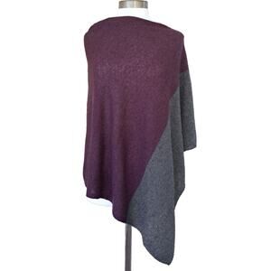NEW Celeste Wool Cashmere Poncho Sweater One Size Auberge/Charcoal Gray